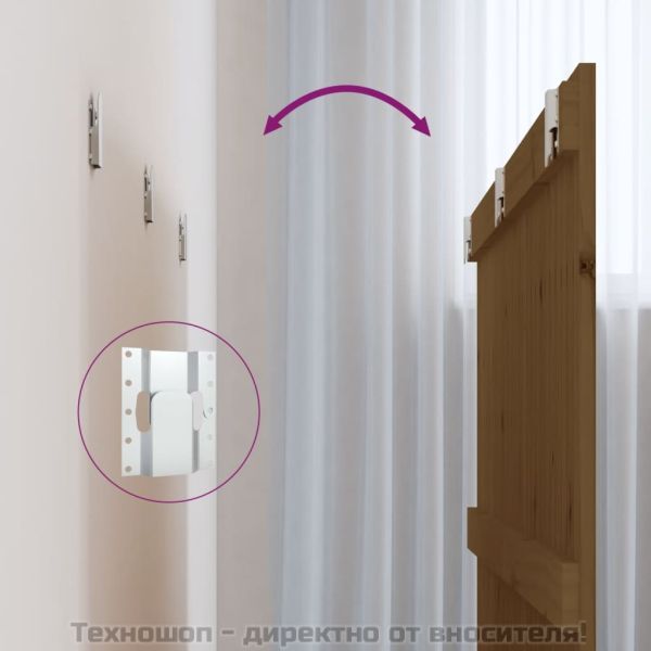 Стенна табла за спалня, меденокафява, 166x3x90 см, бор масив