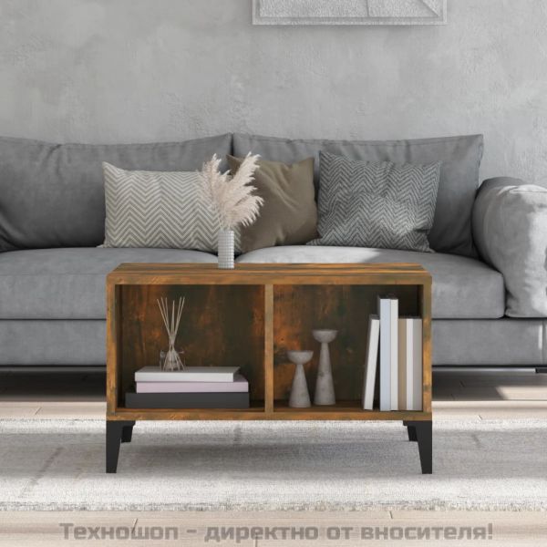 Кафе маса, опушен дъб, 60x50x36,5 см, инженерно дърво