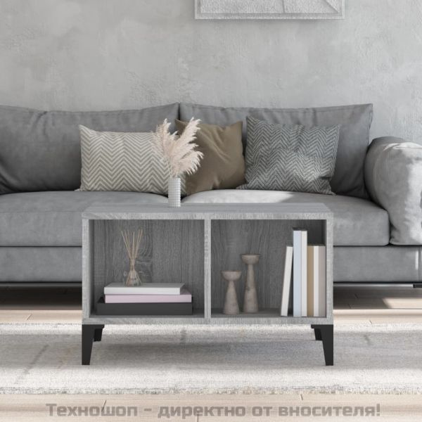 Кафе маса, сив сонома, 60x50x36,5 см, инженерно дърво