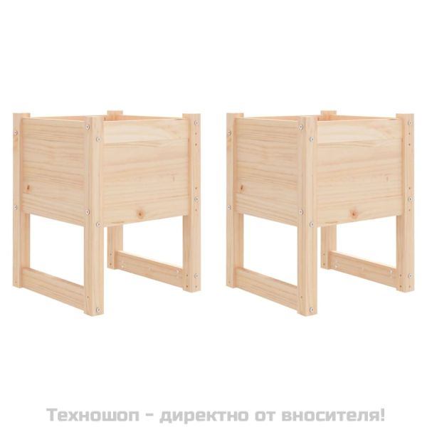 Плантери, 2 бр, 40x40x52,5 см, борово дърво масив