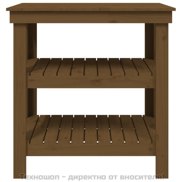 Работна маса меденокафява 78,5x50x80 см борово дърво масив