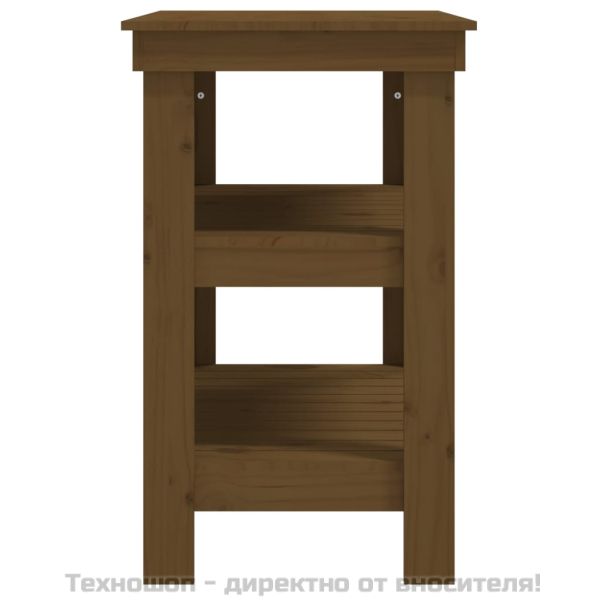 Работна маса меденокафява 78,5x50x80 см борово дърво масив