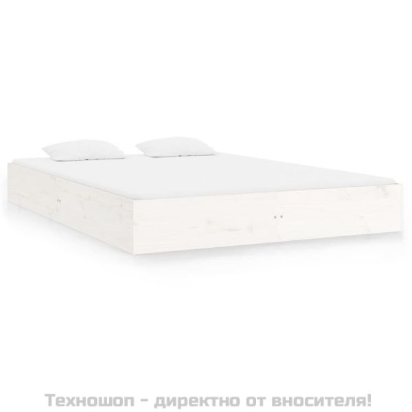 Рамка за легло, бяла, дърво масив, 150x200 cм, King Size