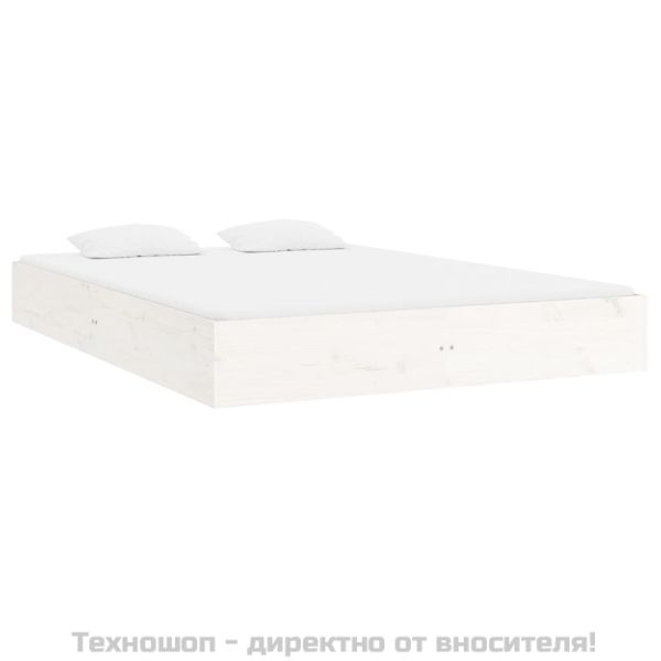 Рамка за легло, бяла, дърво масив, 150x200 cм, King Size