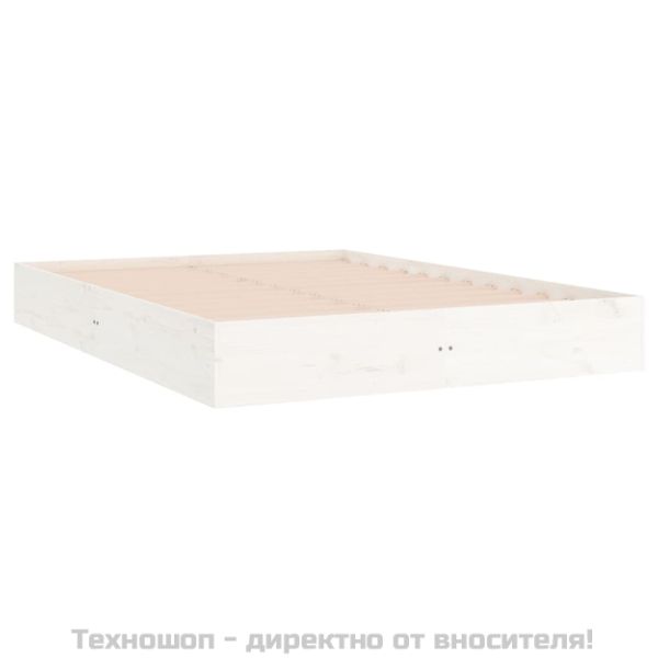 Рамка за легло, бяла, дърво масив, 150x200 cм, King Size