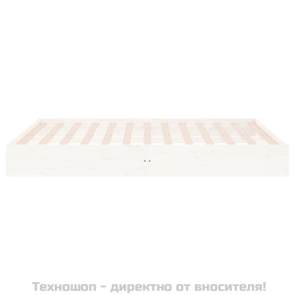 Рамка за легло, бяла, дърво масив, 150x200 cм, King Size