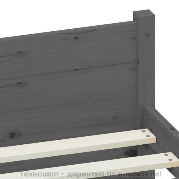 Рамка за легло, сива, дърво масив, 75x190 см, Small Single