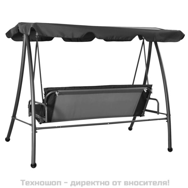 Градинска люлка със сенник, антрацит, 192x118x175 см, стомана