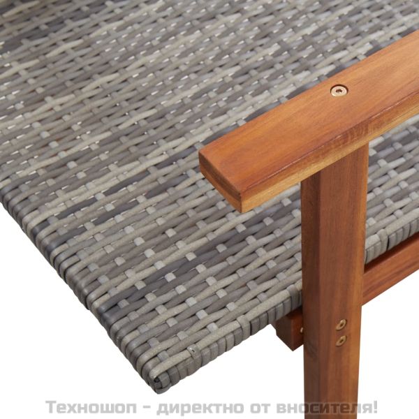 Шезлонг, полиратан и акация масив, сив