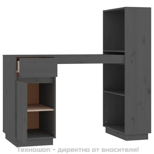 Бюро, сиво, 110x53x117 см, борово дърво масив