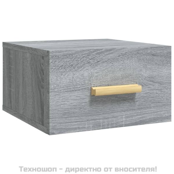 Нощни шкафчета за стенен монтаж, 2 бр, сив сонома, 35x35x20 см