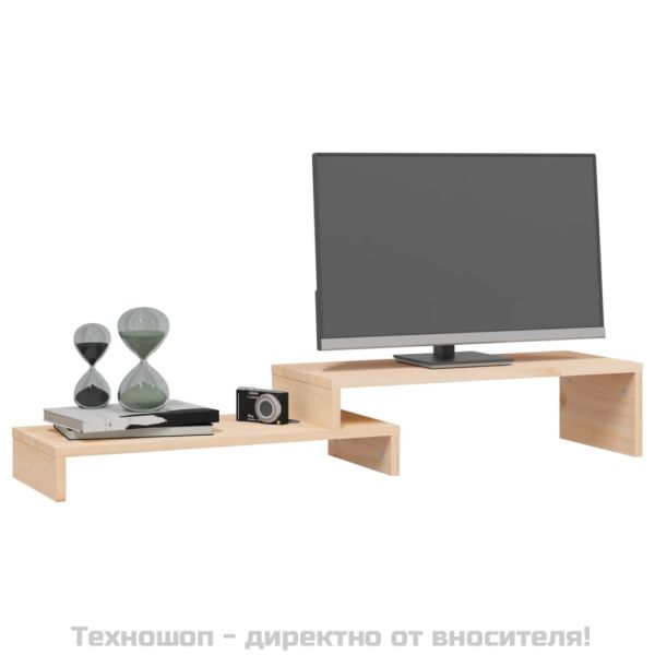 Поставка за монитор, (52-101)x22x14 см, бор масив
