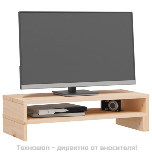 Поставка за монитор, (52-101)x22x14 см, бор масив