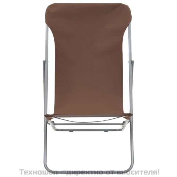 Сгъваеми плажни столове, 2 бр, стомана и оксфорд тъкан, кафяви