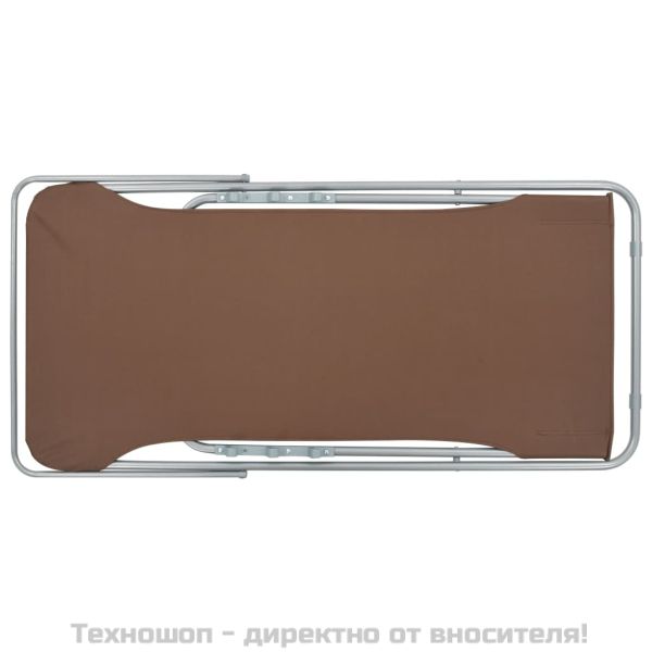 Сгъваеми плажни столове, 2 бр, стомана и оксфорд тъкан, кафяви