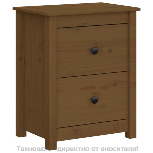Нощни шкафчета, 2 бр, меденокафяви, 50x35x61,5 см, бор масив