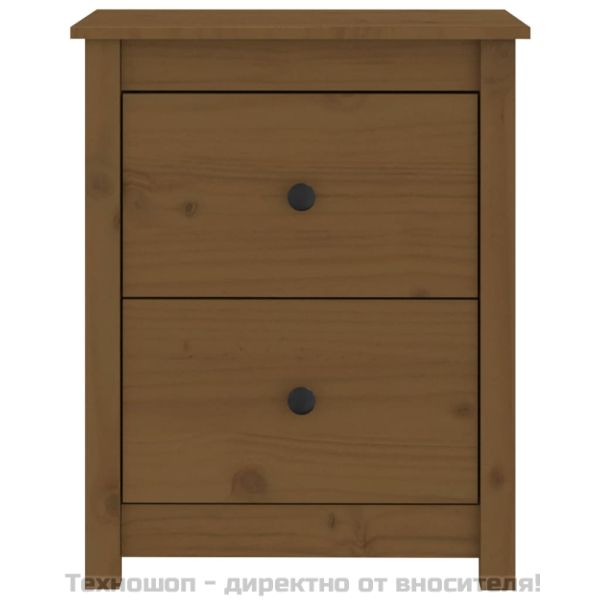 Нощни шкафчета, 2 бр, меденокафяви, 50x35x61,5 см, бор масив