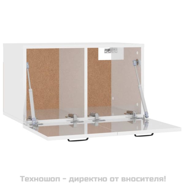 Стенен шкаф, бял гланц, 80x36,5x35 см, инженерно дърво