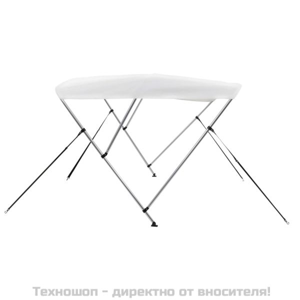 Тента за лодка, 3 дъги, бяла, 183x180x137 см