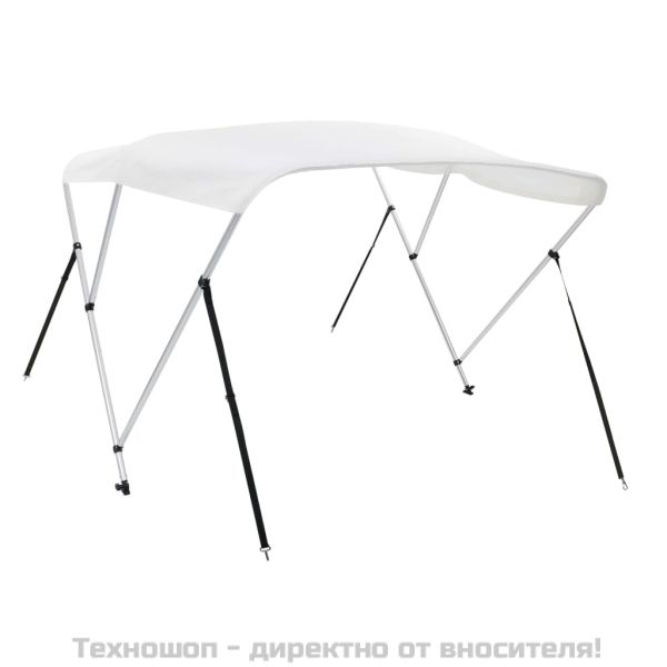 Тента за лодка, 3 дъги, бяла, 183x180x137 см