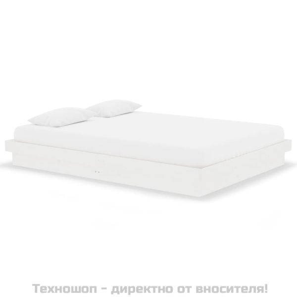 Рамка за легло, бяла, дърво масив, 135x190 cм, Double