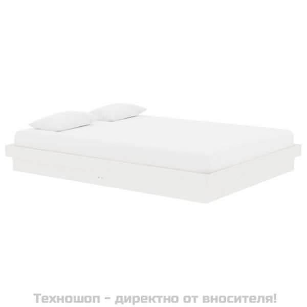Рамка за легло, бяла, дърво масив, 135x190 cм, Double