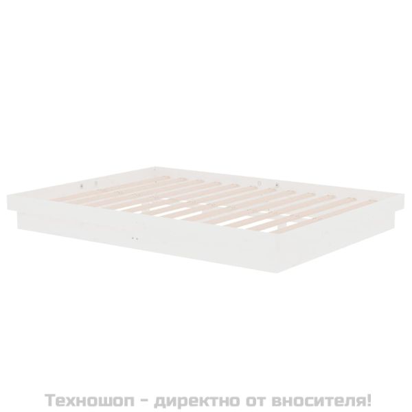 Рамка за легло, бяла, дърво масив, 135x190 cм, Double