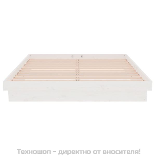 Рамка за легло, бяла, дърво масив, 135x190 cм, Double