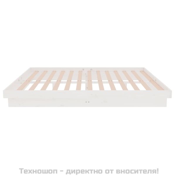 Рамка за легло, бяла, дърво масив, 135x190 cм, Double