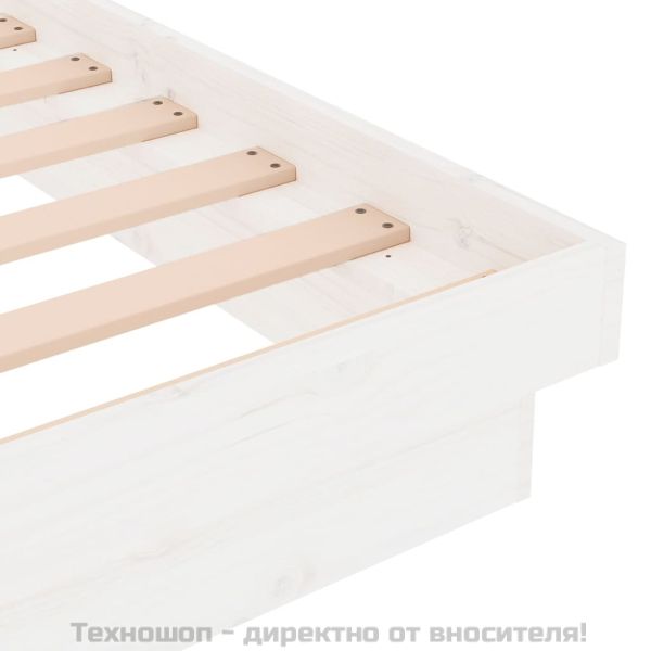 Рамка за легло, бяла, дърво масив, 135x190 cм, Double