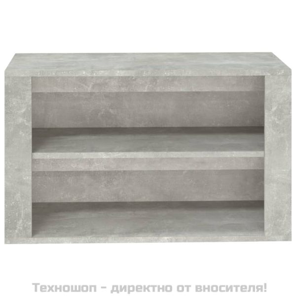 Етажерка за обувки, бетонно сива, 75x35x45 см, инженерно дърво
