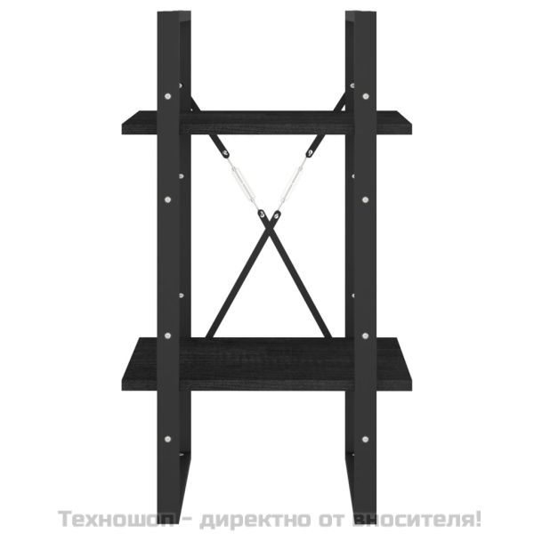 2-етажна библиотека, черна, 40x30x70 см, борово дърво масив