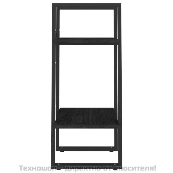 2-етажна библиотека, черна, 40x30x70 см, борово дърво масив