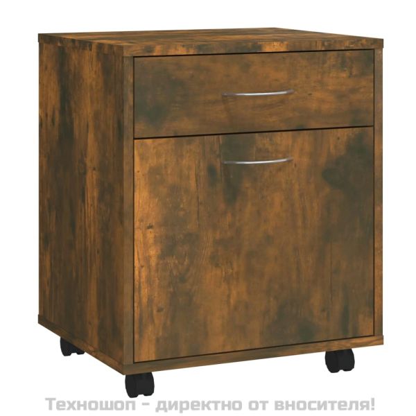 Шкаф с колелца, опушен дъб, 45x38x54 см, инженерно дърво