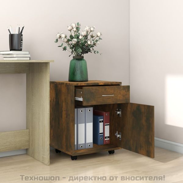 Шкаф с колелца, опушен дъб, 45x38x54 см, инженерно дърво