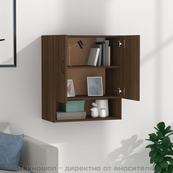 Стенен шкаф, кафяв дъб, 60x31x70 см, инженерно дърво