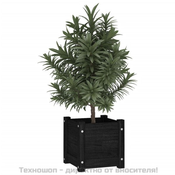 Градински сандък, черен, 31x31x31 см, бор масив