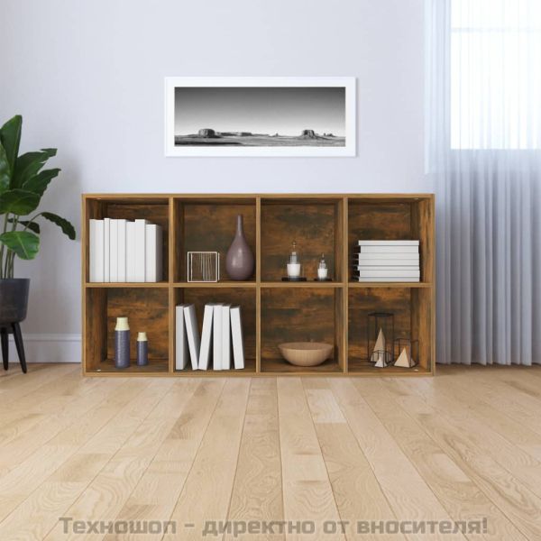 Библиотека/бюфет, опушен дъб, 66x30x130 см, инженерно дърво