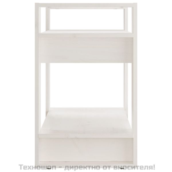 Библиотека/разделител за стая, бяла, 60x35x57 см, бор масив