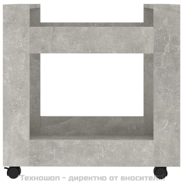 Бюро на колелца, бетонно сиво, 60x45x60 см, инженерно дърво