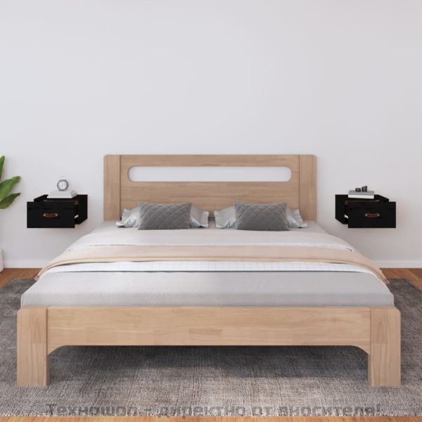 Нощни шкафчета за стенен монтаж, 2 бр, черен, 40x29,5x22 см