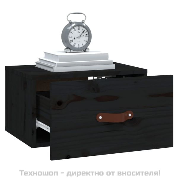 Нощни шкафчета за стенен монтаж, 2 бр, черен, 40x29,5x22 см