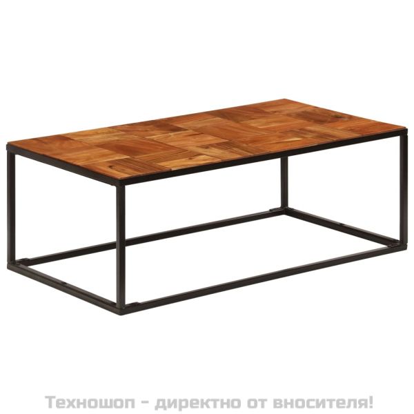 Маса за кафе, 110x60x40 см, акациево дърво масив и стомана