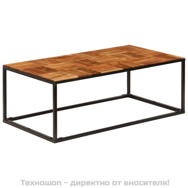 Маса за кафе, 110x60x40 см, акациево дърво масив и стомана