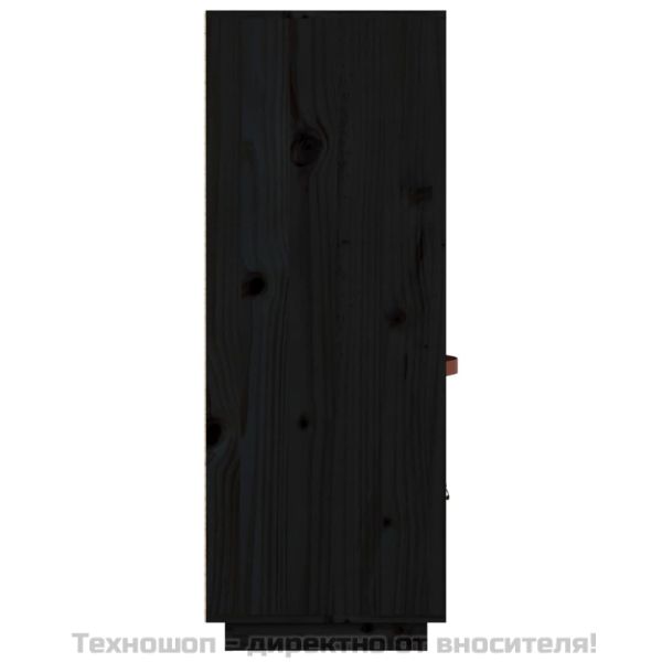 Висок шкаф, черен, 67x40x108,5 см, борово дърво масив