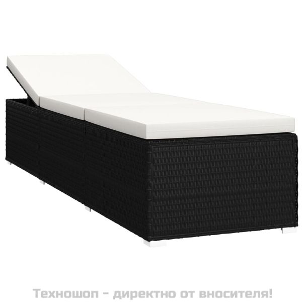 Шезлонг с шалте и маса за чай, полиратан, кремавобял