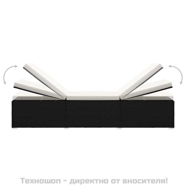 Шезлонг с шалте и маса за чай, полиратан, кремавобял