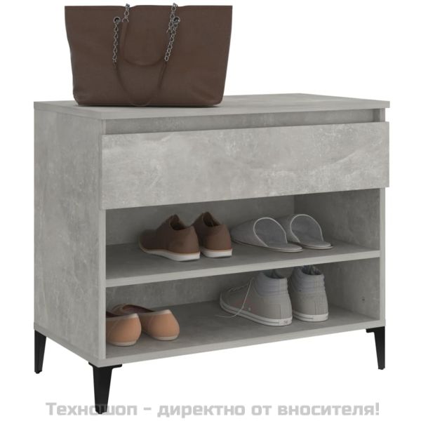 Шкаф за обувки, бетонно сив, 70x36x60 см, инженерно дърво