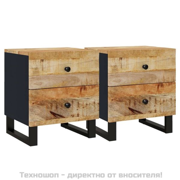 Нощни шкафчета, 2 бр, 40x33x46 см, манго масив