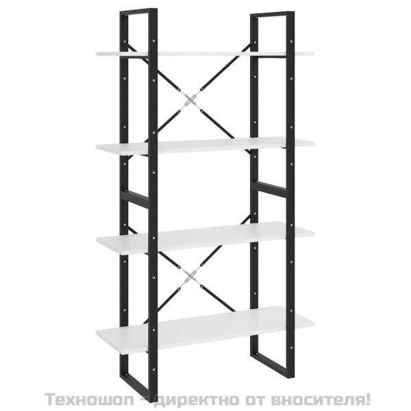 4-етажна библиотека, бяла, 80x30x140 см, инженерно дърво